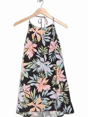 Billabong Sunny Daze Mini Dress Black Floral Halter - Pastel